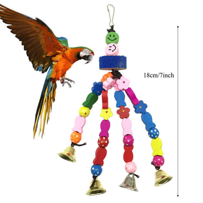 PietyPet Bird Parrot Toys for Cages, 6 pcs Colorful Chewing Hanging Swing Pet Bird Toy with Bells, Wooden Ladder Hammock, Rope Perch, Birdcage Stands for Small Bird - PawsPlanet Australia