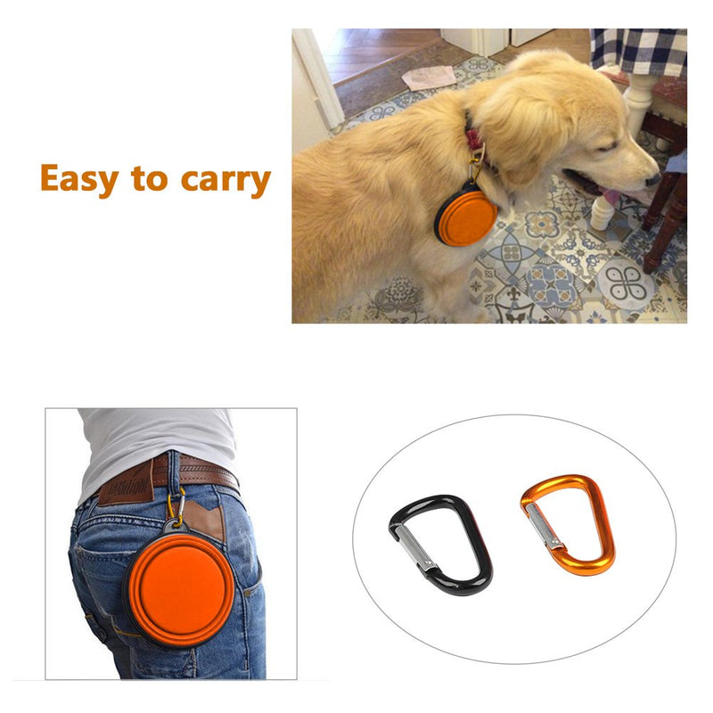 BUYGOO Large Collapsible Dog Travel Bowls Food Grade Silicone Foldable Dog Bowls with Carabiner, Dispenser and Waste Bags, Large Portable Dog Water Food Bowls for Small to Large Pet (Balck and Orange) - PawsPlanet Australia