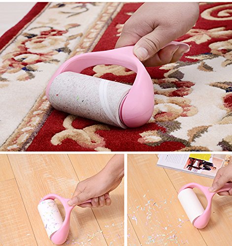 byou Lint Roller,Rolling Sticky Super viscous Force Cleaner Dust Remover for Cloth Pet Hairs Sofa Floor Car Furniture 300 sheets 1 Handle + 5 rolls of Spare paper 5 papers - PawsPlanet Australia