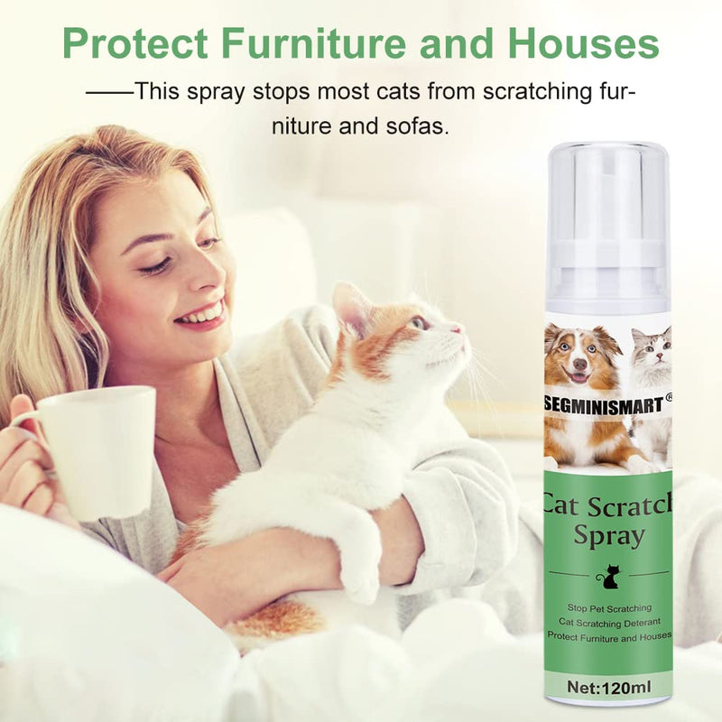 SEGMINISMART Cat Scratching Training Spray,Cat Scratch Deterrent Spray,Stop Spray for Cat and Dog,Anti-Scratch Spray,Anti Cat Scratching Deterrent,Suitable for Pet Puppies Dogs Kittens Cats 120ml 120 ml (Pack of 1) - PawsPlanet Australia