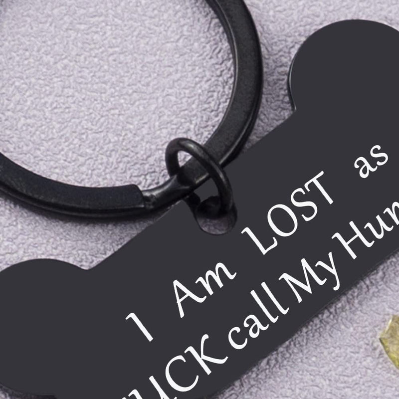 Funny Pet Dog Tag Keychain for Cats Dogs ID Tag Owner Personalized I'm Lost My New Puppy Engraved Bone Shape (Black) Black - PawsPlanet Australia