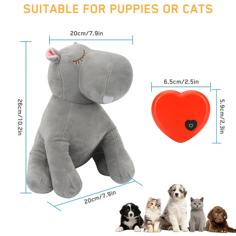Allnice Puppy Toy with Heartbeat Puppies Separation Anxiety Dog Toy Soft Plush Sleeping Buddy Dogs Pet Behavioral Aid Toy with Heartbeat for Puppies Dog Pet, Hippo - PawsPlanet Australia