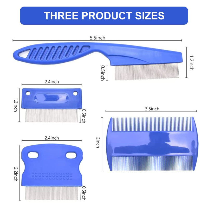BAOSROY Flea Comb for Cats, lice comb, flea comb for dogs, flea comb, lice comb for dogs, tear stain remover comb, grooming comb for dogs and cats, dust comb for cats, lice comb stainless steel, for cats and dogs, 4 pieces - PawsPlanet Australia