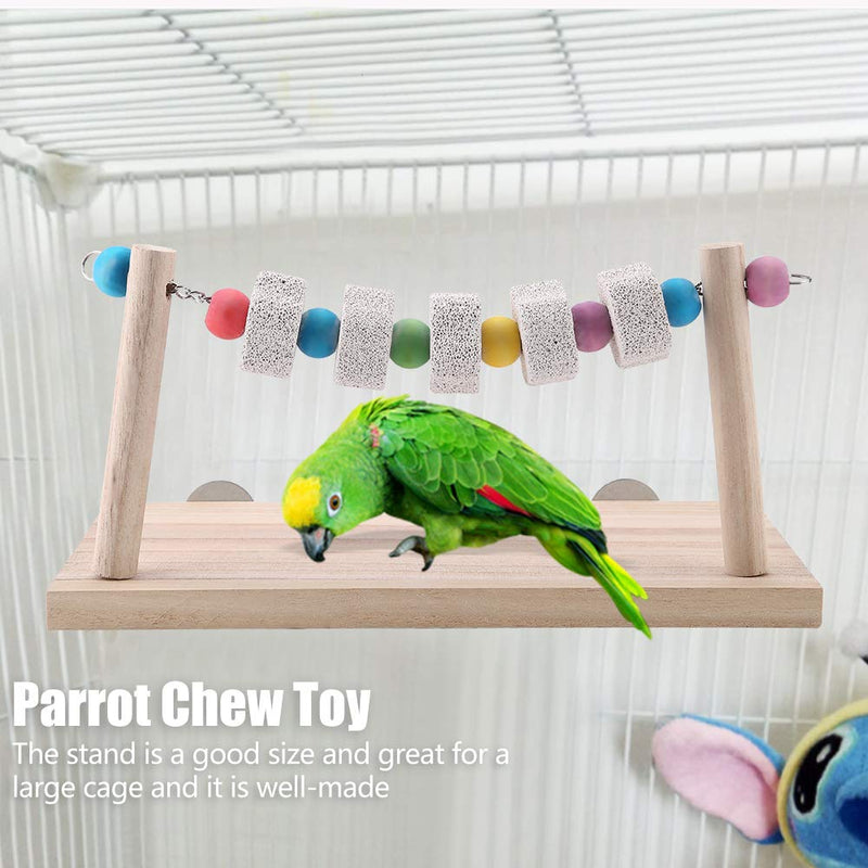 FTVOGUE Parrot Chew Toy Bird Molar Toy Birdcage Swings Bird Wooden Stand with Mineral Stone for Parrot Teeth Care - PawsPlanet Australia