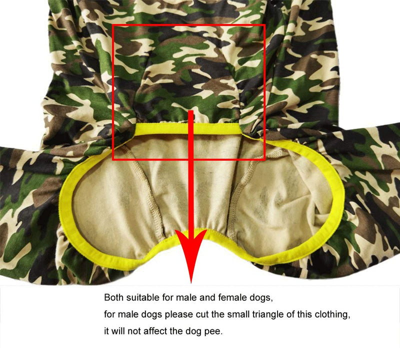 Dog Clothes, Beautiful Elastic Dog Pajamas Sleepwear Anti-Hair Dustproof Four Legged Jumpsuit Clothes for Medium Dogs Large Dogs (26, Green, Camouflage) 26#:Back Length:14.9in Green - PawsPlanet Australia