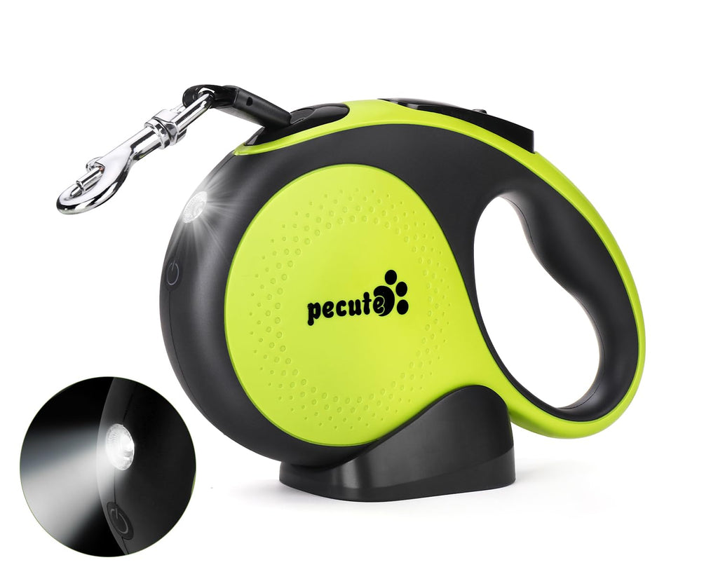 Pecute dog leash 5m, retractable dog leash with rechargeable LED light, 360° tangle-free extended leash, anti-slip handle and quick brake button, for medium dogs up to 30kg weight with LED light M|5m|30kg carry - PawsPlanet Australia
