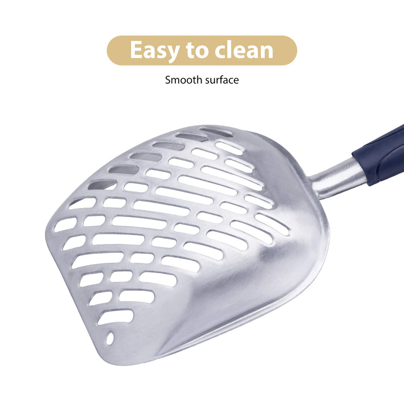 DEXIDUO 1 Pcs cat litter scooper,Strong Metal Pet Litter Scoop Easy to Clean Blue Handle Large Metal Cat Litter Scoop Durable Grip Sift Pet Kitty Dog Pooper Scooper with Long Handle - PawsPlanet Australia