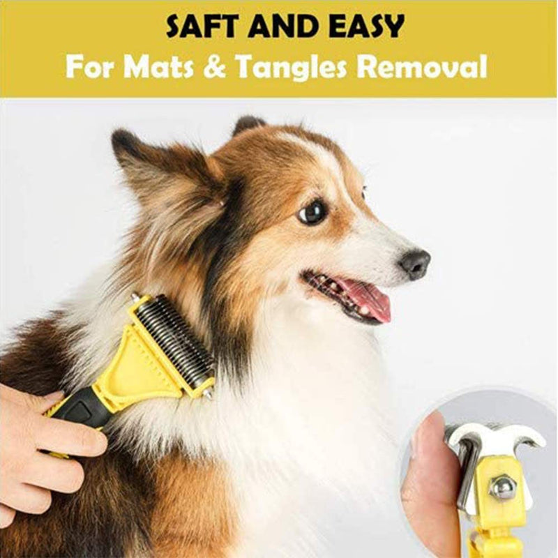 zfdg Pet Undercoat Rake, Dog Dematting Comb Tool, Pet Grooming Comb, Dog Combs for Grooming, Pet Grooming Comb Brush, for Removes Easy Knots Mats and Tangled Hair for Pet Dogs and Cats - PawsPlanet Australia