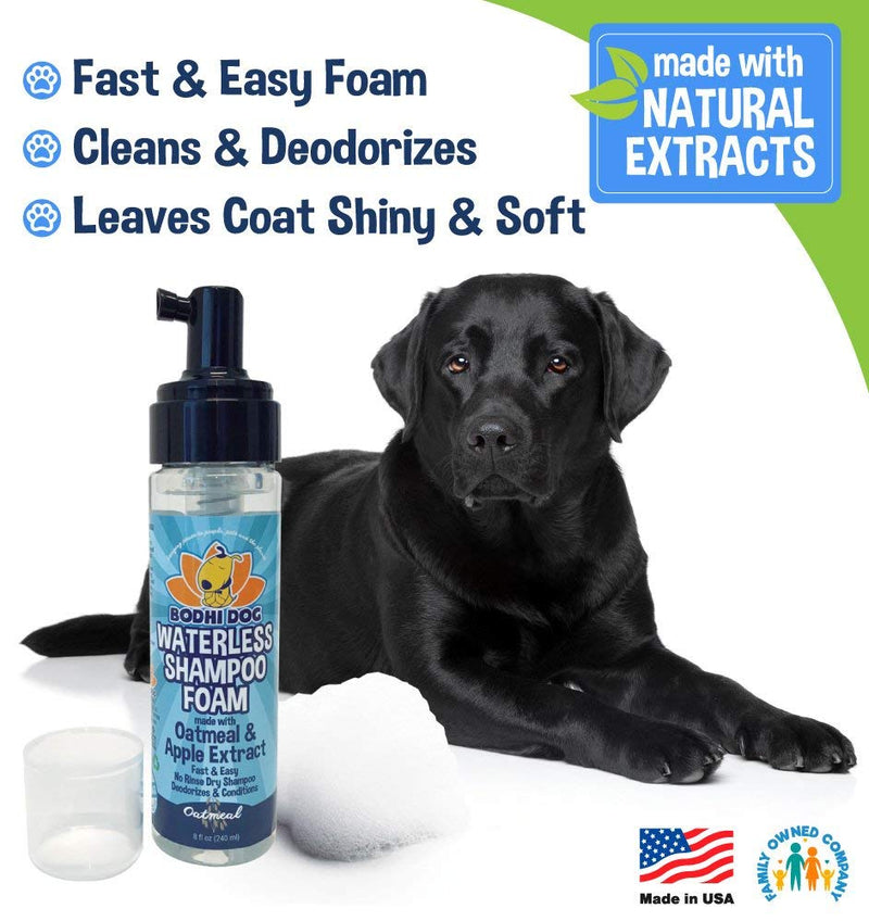 [Australia] - Dry Shampoo No Rinse Foaming Cleaner | Waterless Natural Foam Mousse for Dogs and Cats | Best for Bathless Cleaning & Pet Odor | Made in USA - 1 Bottle 8oz Oatmeal 