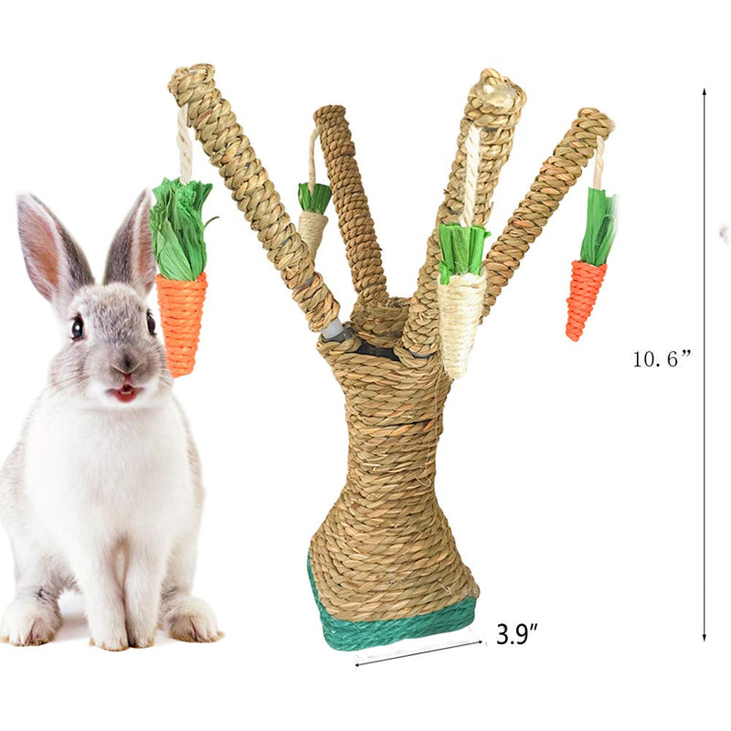 [Australia] - Hamiledyi Pet Bunny Fun Tree Rabbit Chew Toy Rattan Grass Scratcher Climbing Tree Play Carrot Toy for Small Animal 