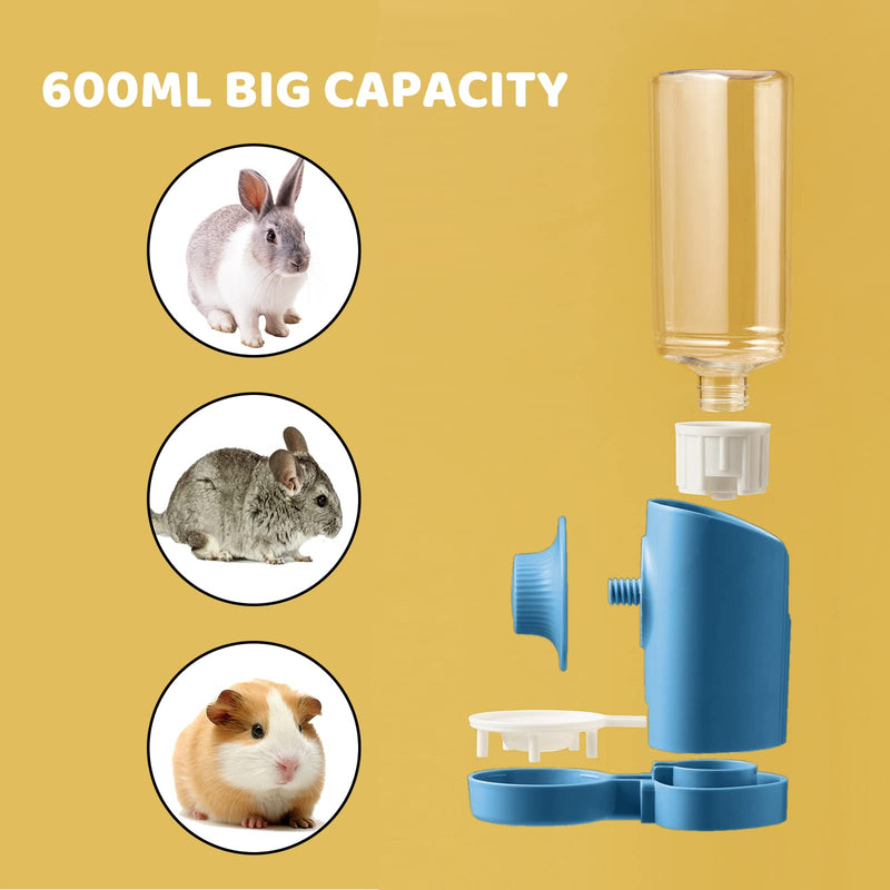 Rabbit Water Bottles, 600ml Hamster Water Bottle, Guinea Pig Water Bottle Non Drip, Gravity Automatic Pet Water Dispenser for Small Animals Bunny Guinea Pig Chinchilla Hedgehog Ferret Squirrel (Blue) Blue - PawsPlanet Australia