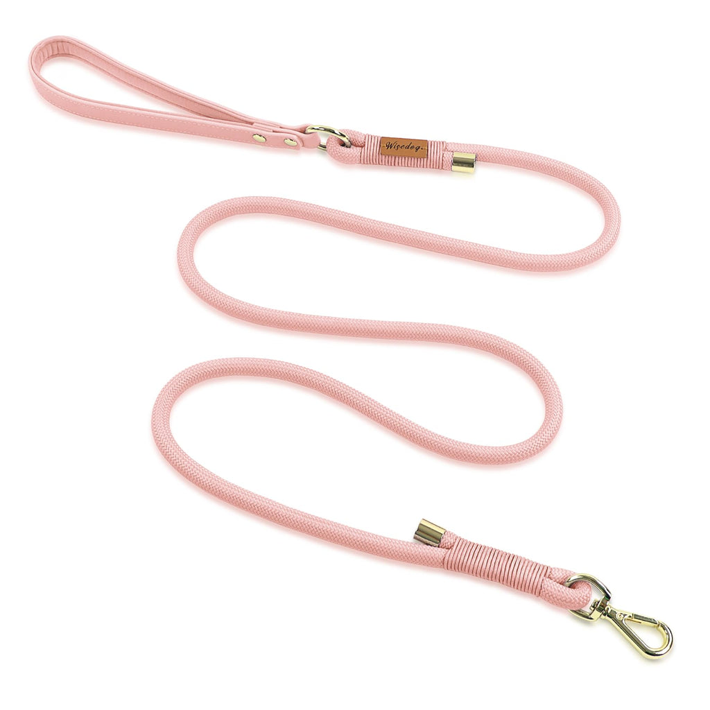Wisedog Polyester Rope Dog Leash Heavy Duty with Soft Comfortable Padded Handle, Durable Stylish Braided Pet Leash 5 Ft/6 Ft for Small Medium Large Dogs (Gossamer Pink, M|5 ft x 0.5") M|5 ft x 0.5" Gossamer Pink - PawsPlanet Australia