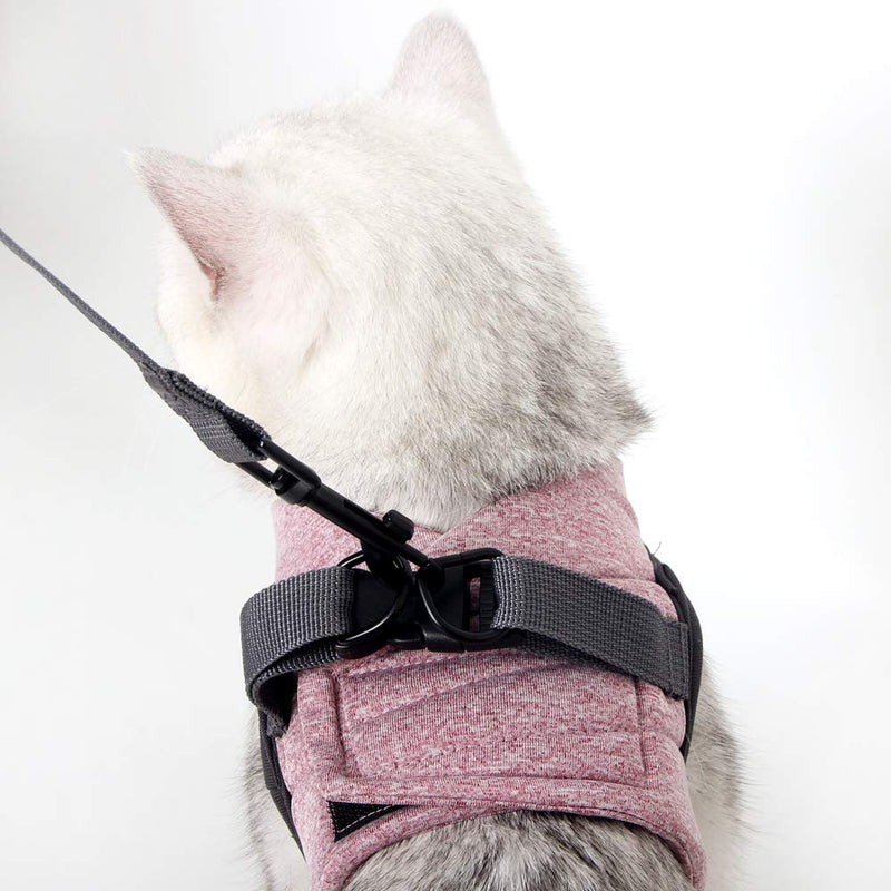 LIANZIMAU Cat Harness and Leash Set,Adjustable Escape Proof Kitten Vest with Running Cushioning Strap,Soft Breathable Ultra Light Cat Walking Jacket with Cationic Fabric S Pink - PawsPlanet Australia
