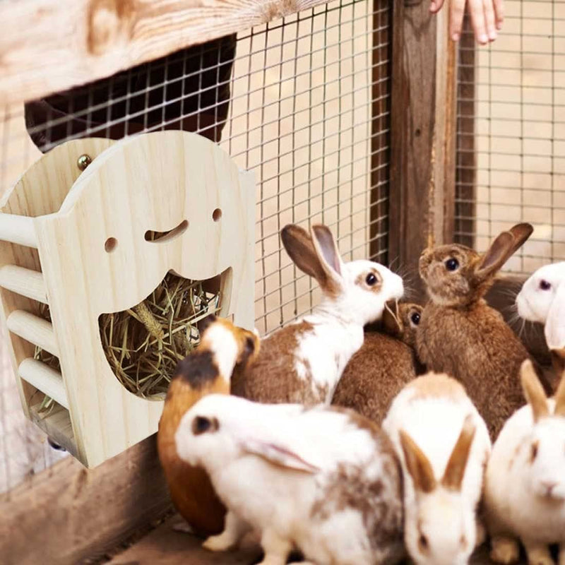 kathson Rabbit Hay Feeder Rack Wood Grass Holder Less Wasted Hay Box Food Feeding Manger Hanging Hay Dispenser for Bunny Chinchilla Guinea Pigs Small Animals - PawsPlanet Australia