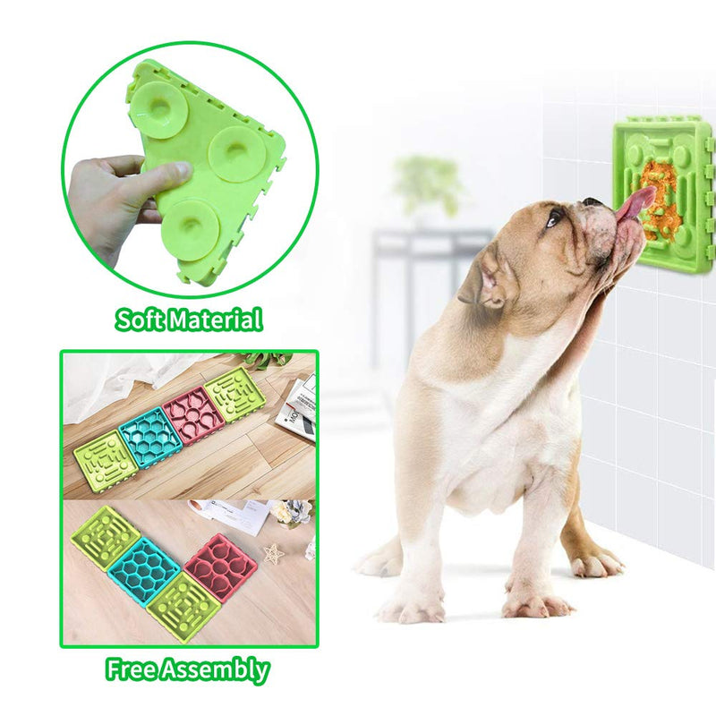 WishLotus Slow Feeder Dog Bowl Lick Tray with Suctions 4pcs Detachable & Separately Use Non Slip Dog Slow Feeder Fruit Wet and Dry Slow Eating Tray for Pet Bath, Train and Groom (Green+Red+Blue) Green+Red+Blue - PawsPlanet Australia