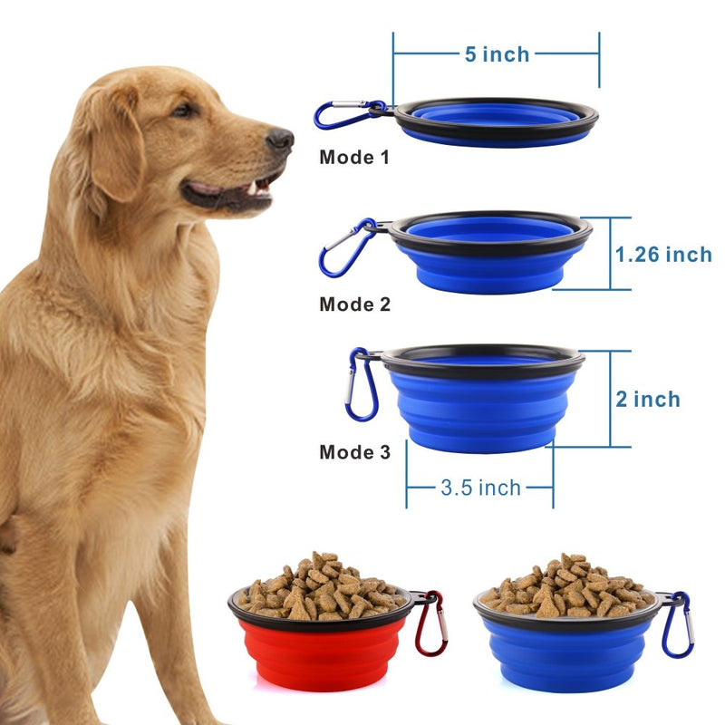 Collapsible Dog Bowls, Portable Foldable Dogs Cats Travel Water Food Bowls with Carabiner Clip for Walking, Traveling,Hiking (4 Pack) - PawsPlanet Australia