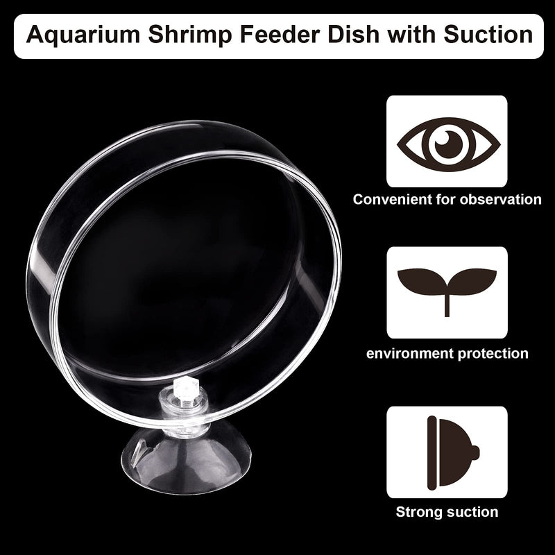 WEAVERBIRD 65mm Aquarium Shrimp Feeder Dish with Suction Glass Fish Tank Feeding Bowls Round Clear Dishes Tray - PawsPlanet Australia