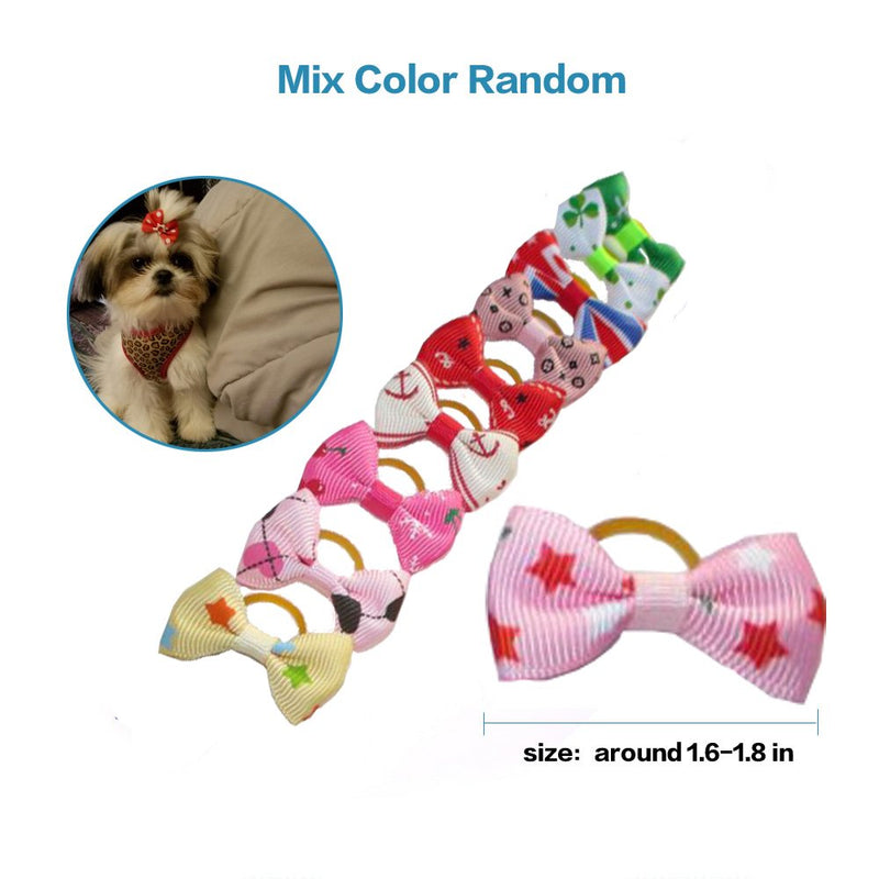 Tangser Pet Dog Hair bows with rubber bands, Cute Yorkie Teddy Bear Pet Hair Clips, Multicolor Flowers Topknot Puppy Hair Accessories Mix Color Random (cute bows) cute bows - PawsPlanet Australia