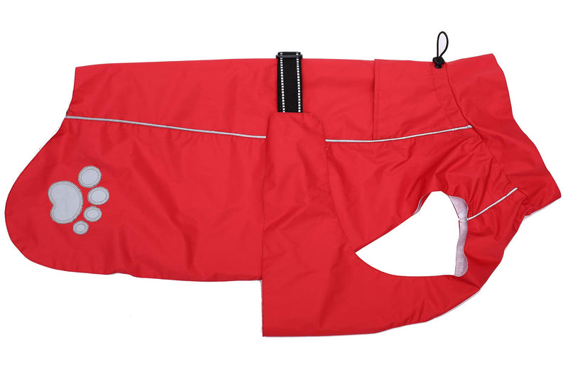 Dog raincoat, rain poncho for dogs, rain gear for dogs, dog clothes with adjustable bands and drawstring, fit for medium large dogs - Red - XXXL - PawsPlanet Australia