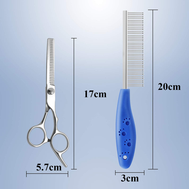 PHINGEER Pet Grooming Scissors Set, Dog Grooming Scissors Kit Include Thinning Scissors and Grooming Comb for Pet Hair Care - PawsPlanet Australia