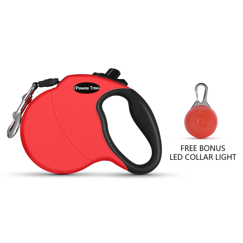 Pawee Tree Retractable Dog Leash,360°Tangle-Free Heavy Duty Pet Walking Leash with Anti-Slip Handle,Pet Leash for Medium Small Dog,Led Lights Leash with One-Hand Brake,Easy Control(Red Small/Medium) 13Ft Small/Medium red - PawsPlanet Australia