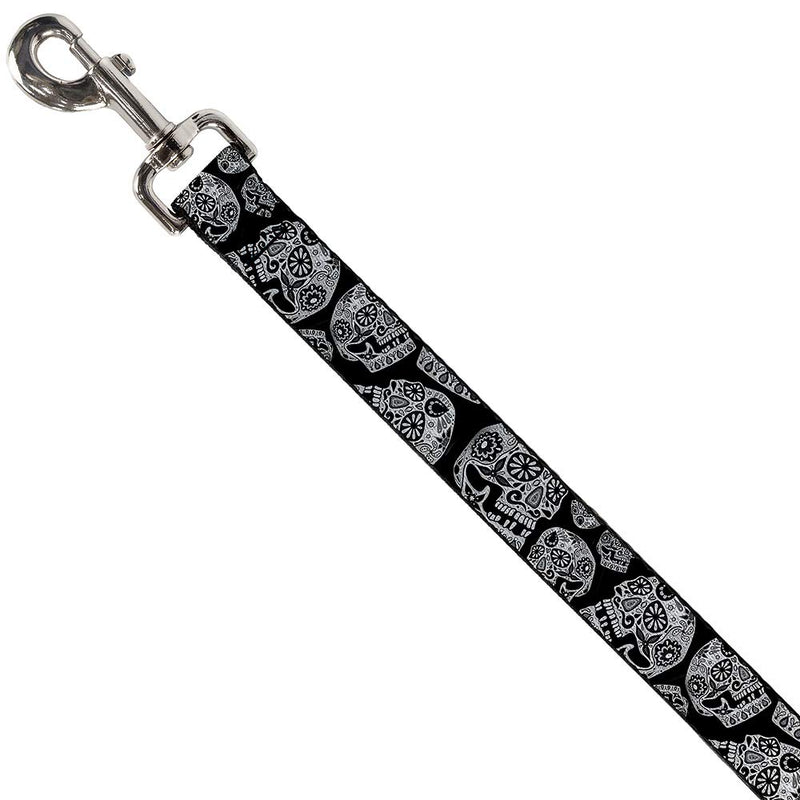 [Australia] - Dog Leash The Dust of Living II Sugar Skulls Black White 6 Feet Long 0.5 Inch Wide 6 Feet Long - 1" Wide 