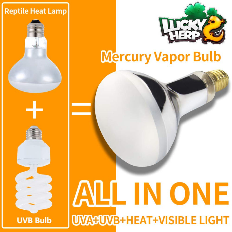 LUCKY HERP UVA+UVB Mercury Vapor Bulb High Intensity Self-Ballasted Heat Basking Lamp/Bulb/Light for Reptile and Amphibian 80W - PawsPlanet Australia