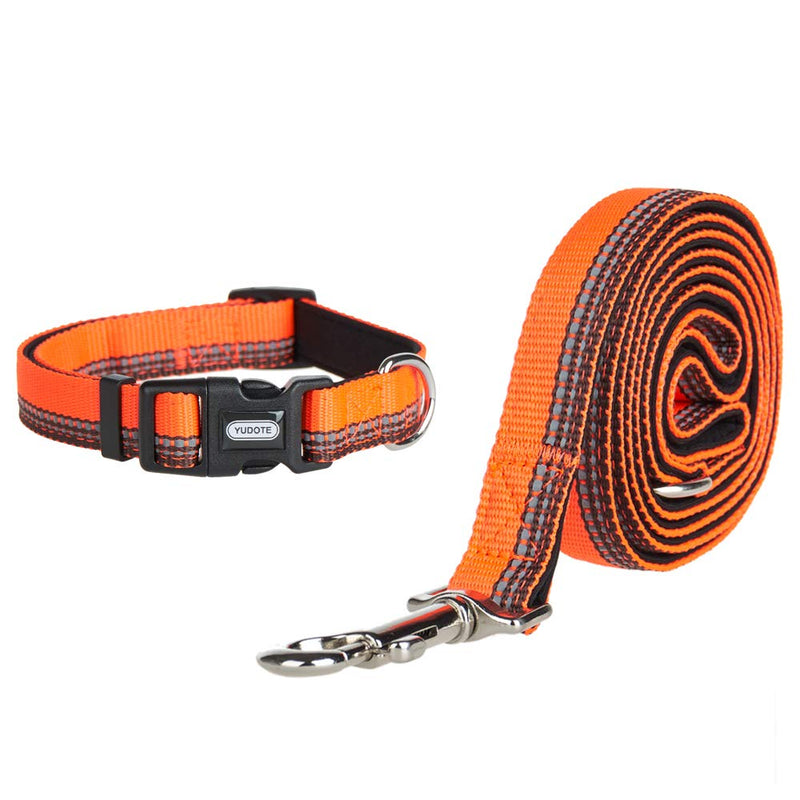 YUDOTE Reflective Dog Collar Soft Lightweight Polyester Webbing with Neoprene Padded Lining for Small Dogs Neck 25-38cm, Orange Brown S:25-38cm Neck,1.5cm Width - PawsPlanet Australia