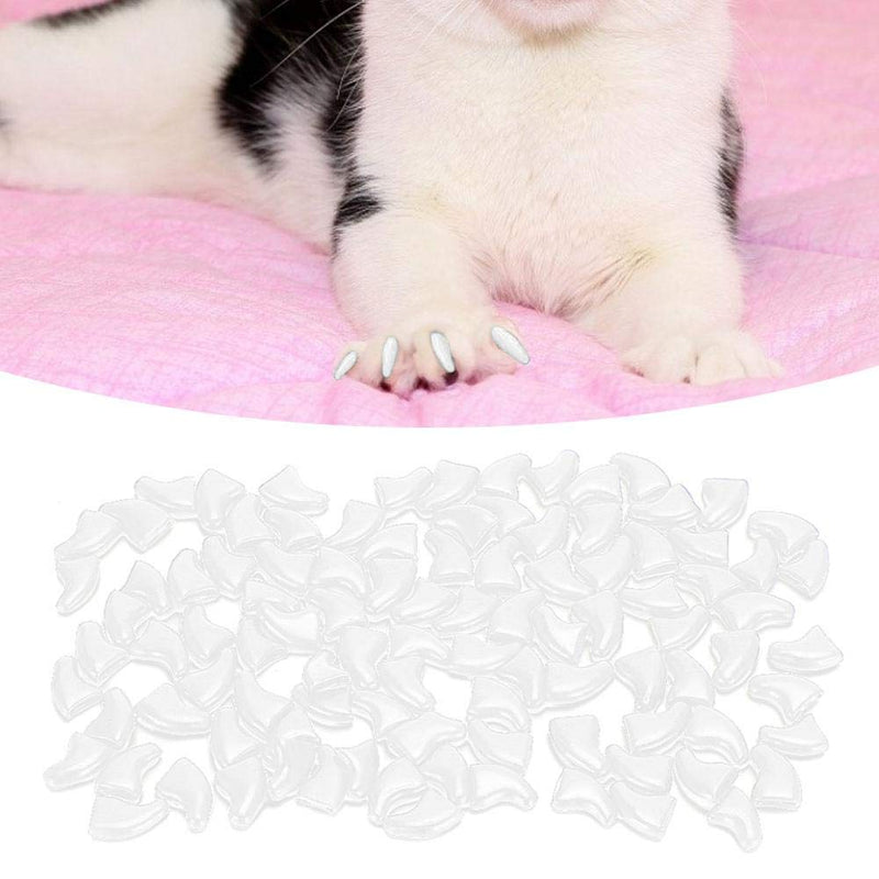 Cat Nail Caps, 100 Pieces Soft Cat Nail Protectors with Glue for Cats Kitten Safe Anti Scratch(White) - PawsPlanet Australia