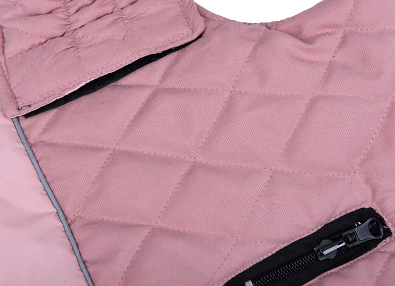 Cozy Winter Dog Jacket Vest Warm Dog Coats Reversible Clothes Pleat cotton With Harness Hole for Small Medium Large Dogs - Pink - XXL XX-Large (Length: 49cm) - PawsPlanet Australia