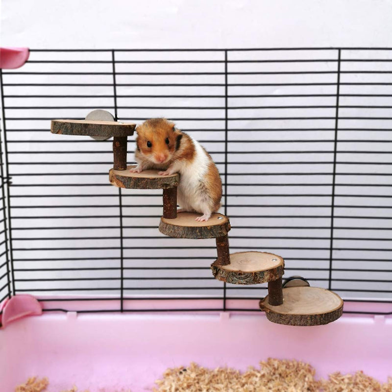 [Australia] - ZARYIEEO Hamster Wooden Ladder, Small Pets Chewing Toys for Sugar Glider, Mouse, Chinchilla, Rat, Gerbil and Dwarf Hamster, Wooden Cage Supplies for Birds Parrot Guinea Pigs 5 Steps 