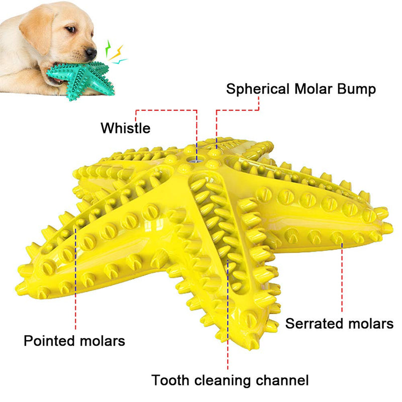 Dog Chew Toys ,Star Pet Molar Stick Teeth Cleaning Toothbrush Squeaky Interactive Multifunction Pet Molar Bite Resistant Toy Outdoor Puzzle Training Toy for Small Medium Dog (Yellow) Yellow - PawsPlanet Australia