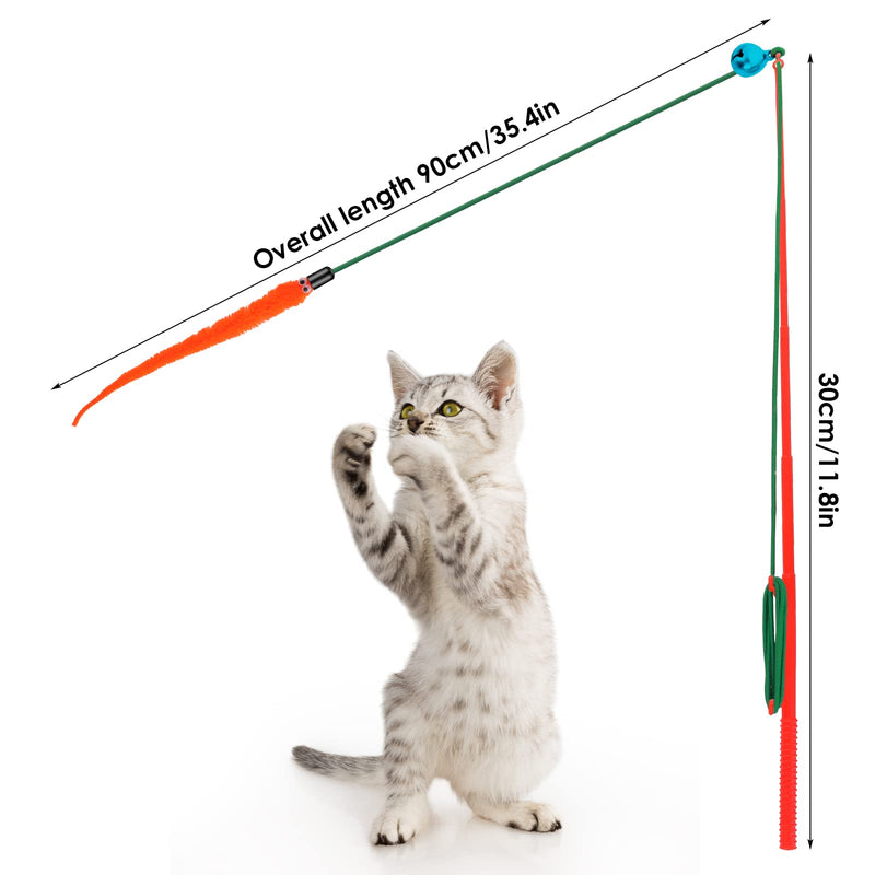 Molain Interactive Magic Wand Toy for Cats, 6 Pieces Assorted Furry Worm Cat Wand Toy Replacement Worm Refills with Bell Cat Worm Refill Chaser - PawsPlanet Australia