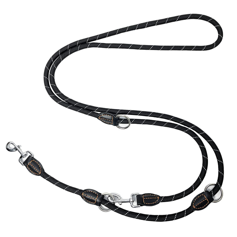 Trhillsbrad Dog Lead 3 m x 14 mm, Adjustable Dog Lead Large Medium Dog, Multifunctional Lead Double Lead Shoulder Lead Robust Black 1.4 cm - PawsPlanet Australia