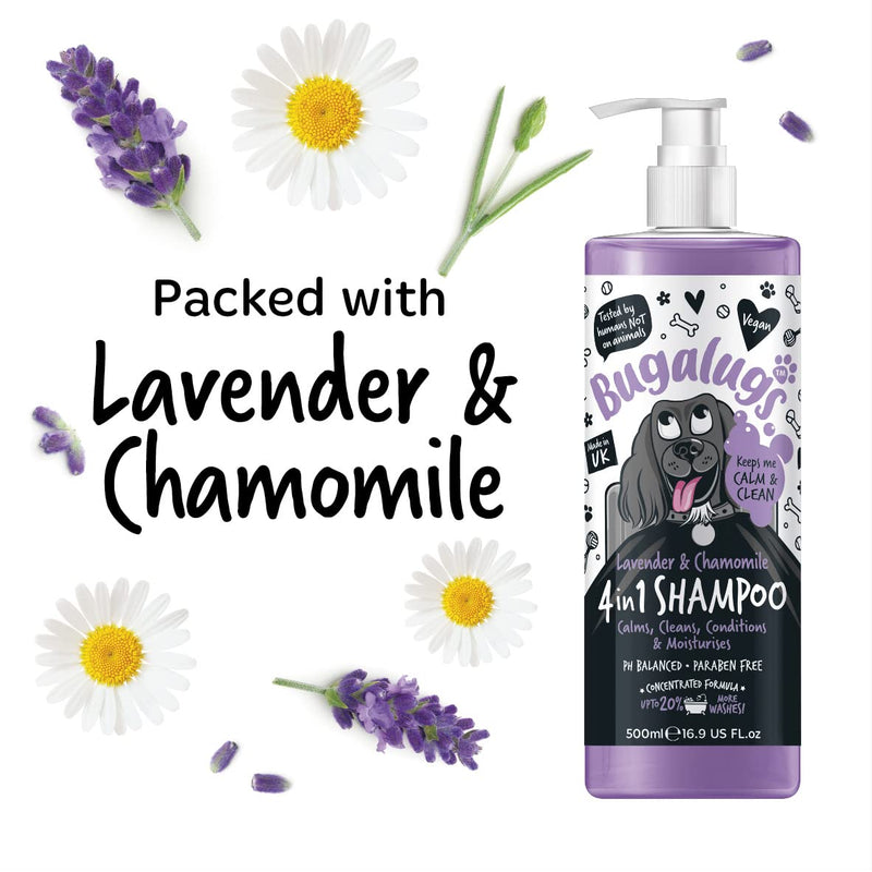 Dog Shampoo by Bugalugs lavender & chamomile 4 in 1 dog grooming shampoo products for smelly dogs with fragrance, best puppy shampoo, professional groom Vegan pet shampoo & conditioner (1 Litre) 1 Litre - PawsPlanet Australia