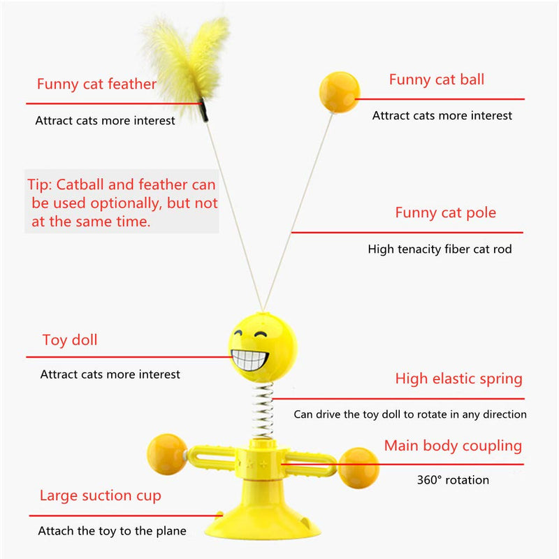 ECOMP Cat Toys, Turntable Interactive Cat Toy with Suction Cup, Wall Mount Cat Spinner with Rotatable Toy ball - PawsPlanet Australia