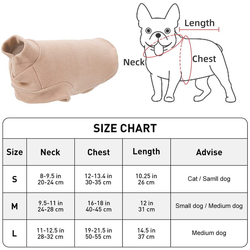 Small Dogs Fleece Dog Sweatshirt - Cold Weather Hoodies Spring Soft Vest Thickening Warm Cat Sweater Puppy Clothes Sweater Winter Sweatshirt Pet Pajamas for Small Dog Cat Puppy Beige - PawsPlanet Australia