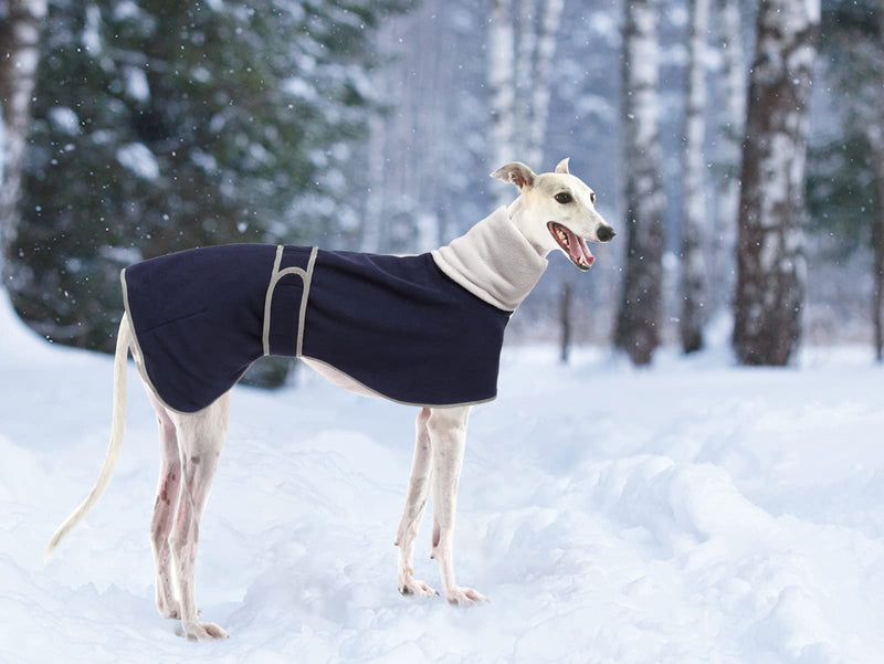 Geyecete Greyhound Cosy Fleece Jumper, Dog Winter Coat with Warm Fleece Lining, Winter Coat, Whippet Winter Coat Adjustable Bands for Whippet Lurcher Salukis-Blue-XS XS Blue - PawsPlanet Australia