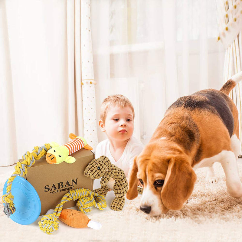 6 PCS Puppy Dog Chew Toys, Strong Dog Toys for Tough Chewers, Dog Chew Rope Toys from 8 Weeks Dog Gift Sets, Dogs Treats Toys for Small and Medium Dog (Dog Plush Toys-7PCS) Dog Plush Toys-7PCS - PawsPlanet Australia