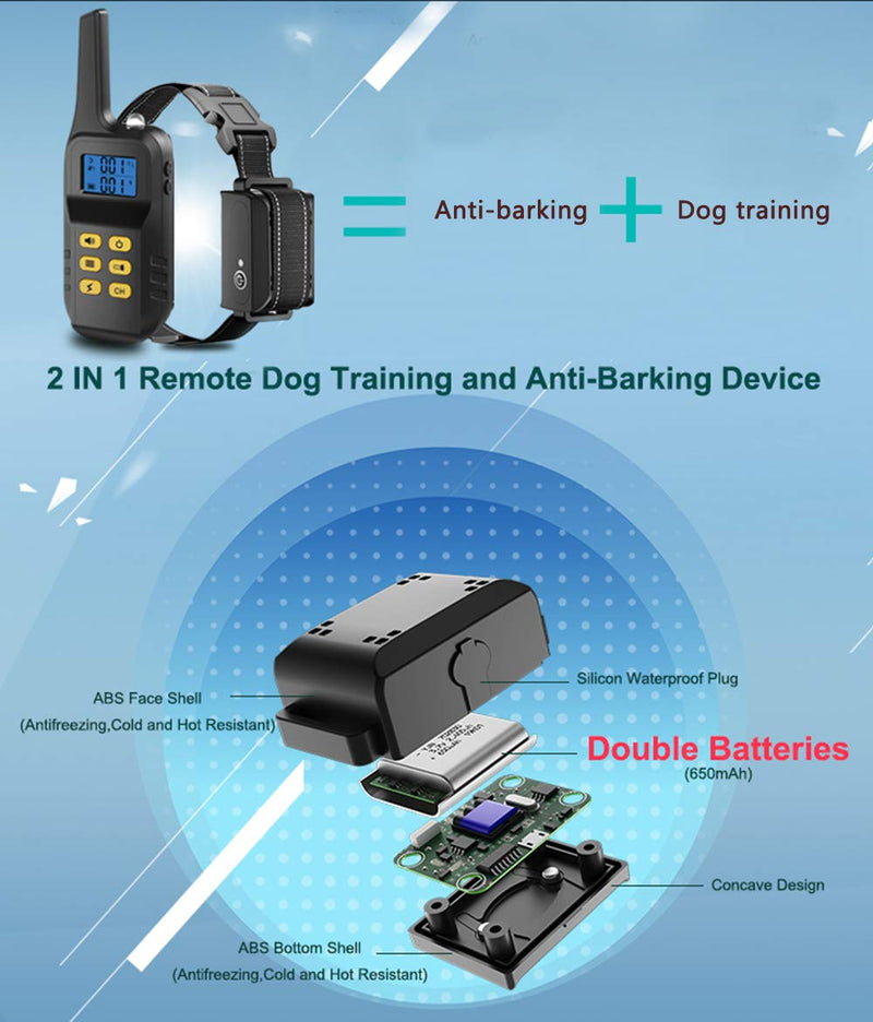 [Australia] - Dog Training Collar ,Shock Collars For Dogs With Remote For 2000Ft Range, 3 Modes Rechargeable Dog Shock Collar with LED Light, Adjustable Beep/Vibration/Shock Bark Collar for Small Medium Large Dog 