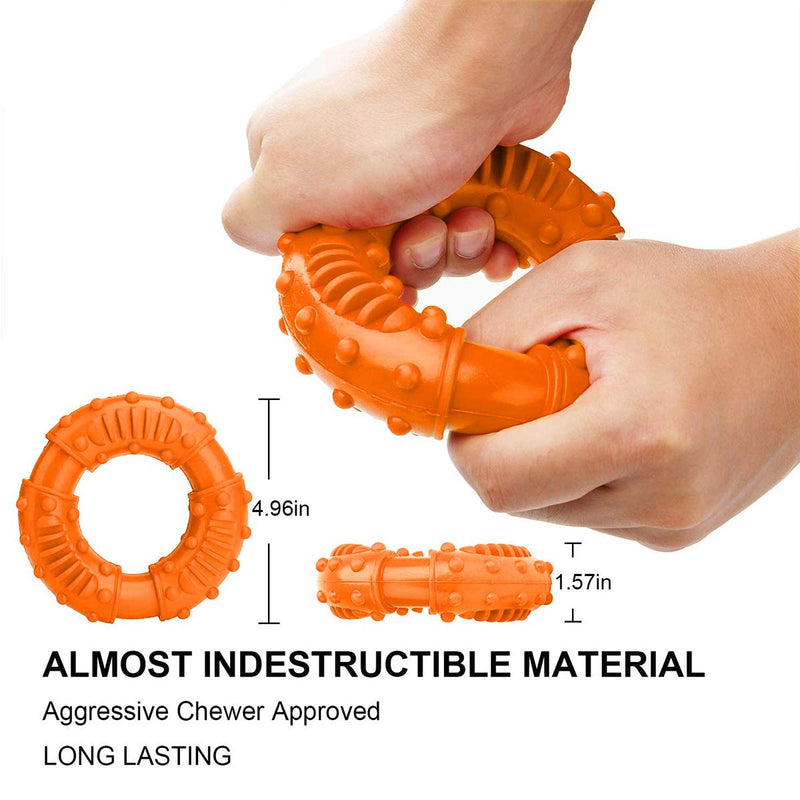 OYYXNN Dog Chew Toy Indestructible Durable Teeth Cleaning Chew Toys Puppies Extreme Chewers Dogs Strong Rubber Ring Interactive Training Tough Toys for Large Medium Dog Great Gift (Orange) - PawsPlanet Australia