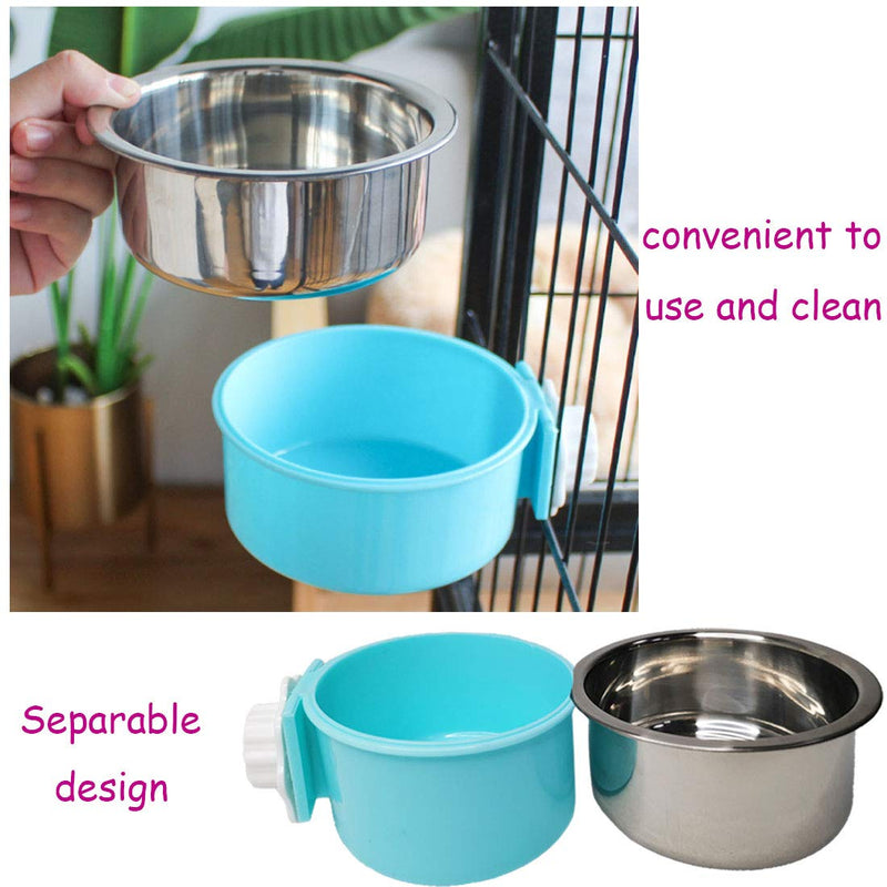 [Australia] - PINVNBY Bird Feeding Dish Cups Parrot Removable Stainless Steel Bowl Perch Stand Platform Pet Food Water Feeder Cage Accessories with Clamp Holder for Parakeet Cockatiel Conure 4PCS 