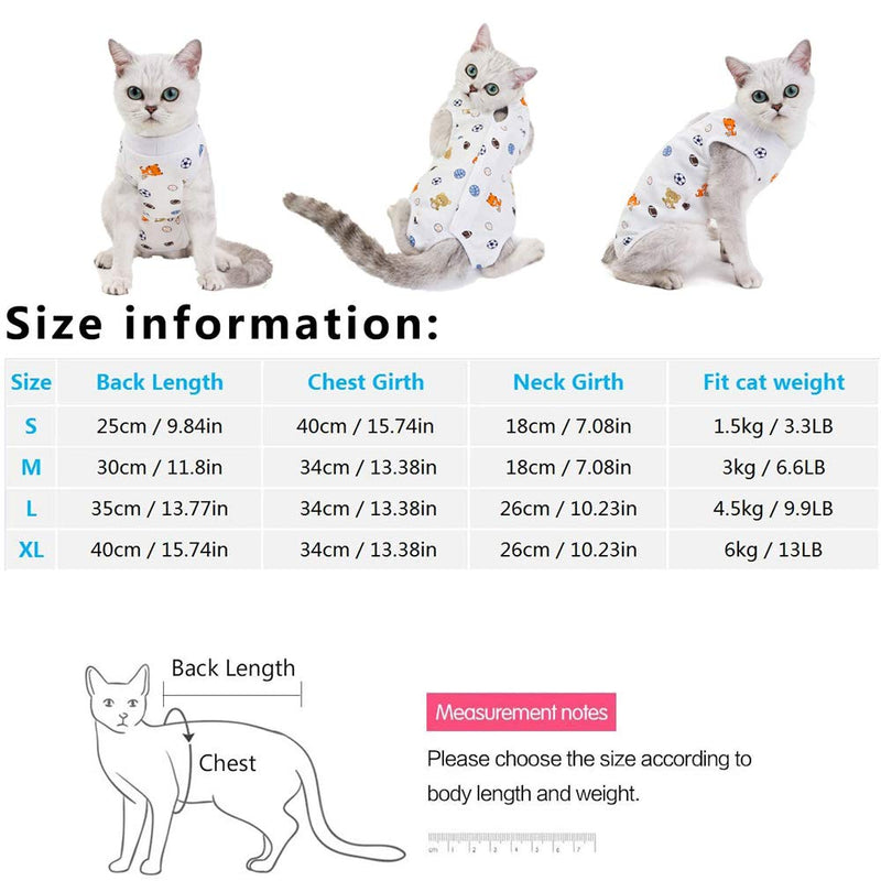 Afocuz Cat Professional Surgical Recovery Suit for Abdominal Wounds or Skin Diseases, E-Collar Alternative for Cats and Dogs, After Surgery Wear, Kittens Physiological Clothes (Small, Ball) Small - PawsPlanet Australia