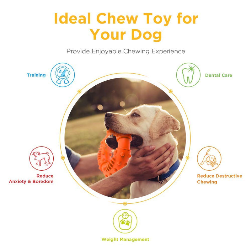 ABTOR Ultra Durable Dog Chew Toy - Toughest Natural Rubber - Texture Nub Dog Toys for All Aggressive Chewers Large Dogs Puppy - Fun to Chew, Dental Care, Training, Teething (A-Orange) A-Orange - PawsPlanet Australia