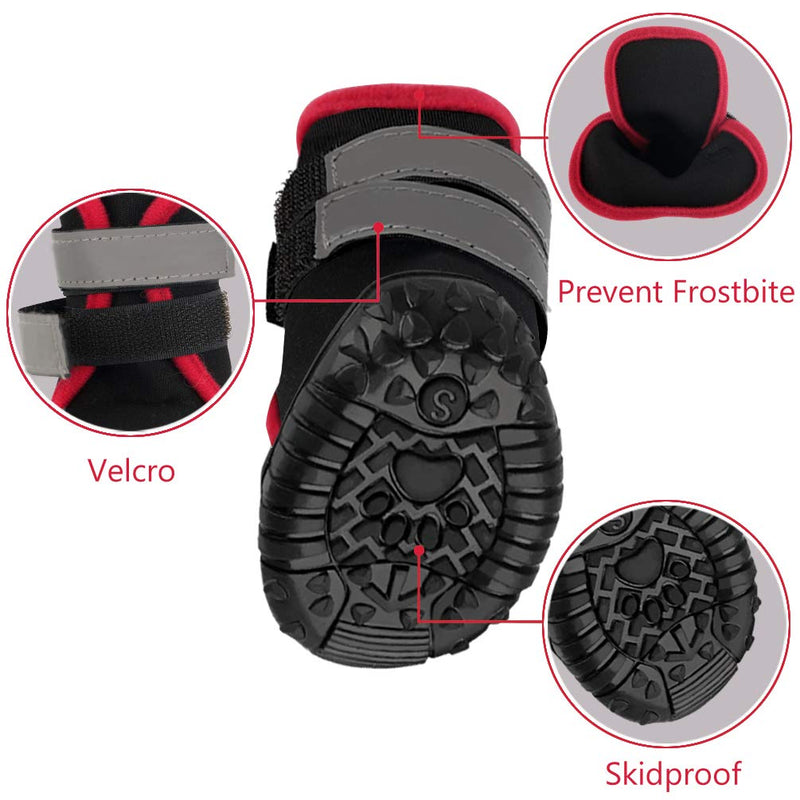 Etdane Non-Slip Dog Boots, Waterproof Pet Shoes for Small to Large Dog Puppy, Runing Hiking Paw Protectors with Reflective Strip, for Winter Summer Snow Hot Pavement Hardwood Floor XX-Small Black - PawsPlanet Australia