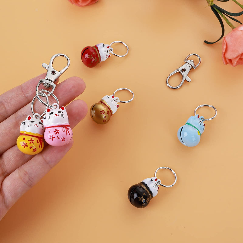 Cobee Pet Collar Bells, 6pcs Colorful Lucky Cat Collar Bells for Kittens Trainning Loud Bells with Breakaway Buckle for Cat Necklace Pendant Cat Collar Bells for Lucky with Key Rings - PawsPlanet Australia