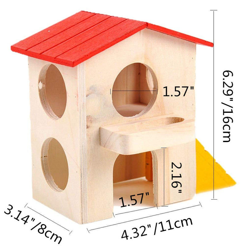 [Australia] - Hamster Hideout Small Animals Wooden House Funny Slide Exercise Toy for Mice Gerbil Rat Dwarf Hamster 