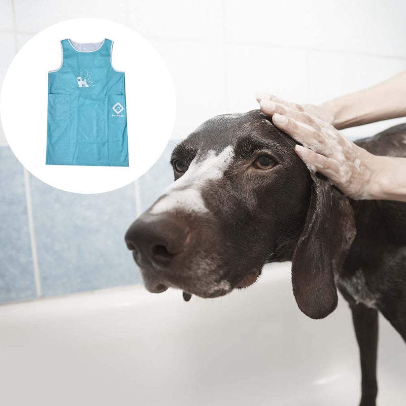 [Australia] - Myonly Waterproof Nylon Apron Anti-Static Pet Cat Dog Grooming Cooking Kitchen Aprons Smock with Pockets for Women Men L Blue 