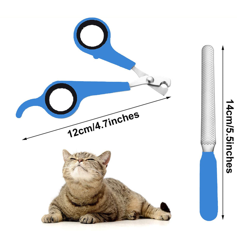 thaynac Dog & Cat Nail Clippers Set with 2 pcs Tools, Nail Clippers and Nail Files,Professional Grooming Tool for Puppies and Kittens blue - PawsPlanet Australia