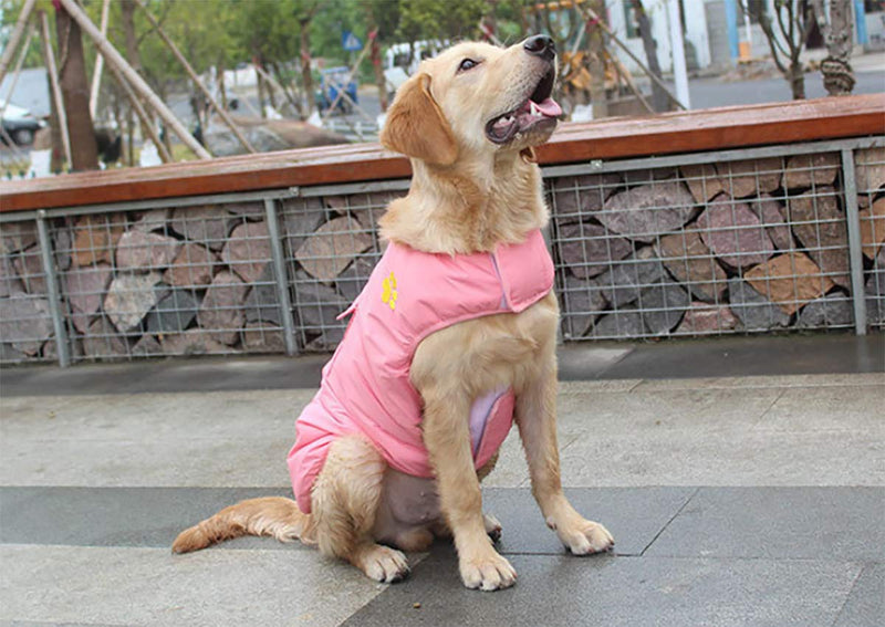 Winter Waterproof Dog Vest Coats Fleece Dog Jackets,Warm Reversible Outwear for Small Medium Large Dogs Cats - Pink - Xlarge - PawsPlanet Australia